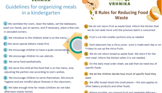 Dinning Rules and Reducing Food Waste Rules in kindergarten